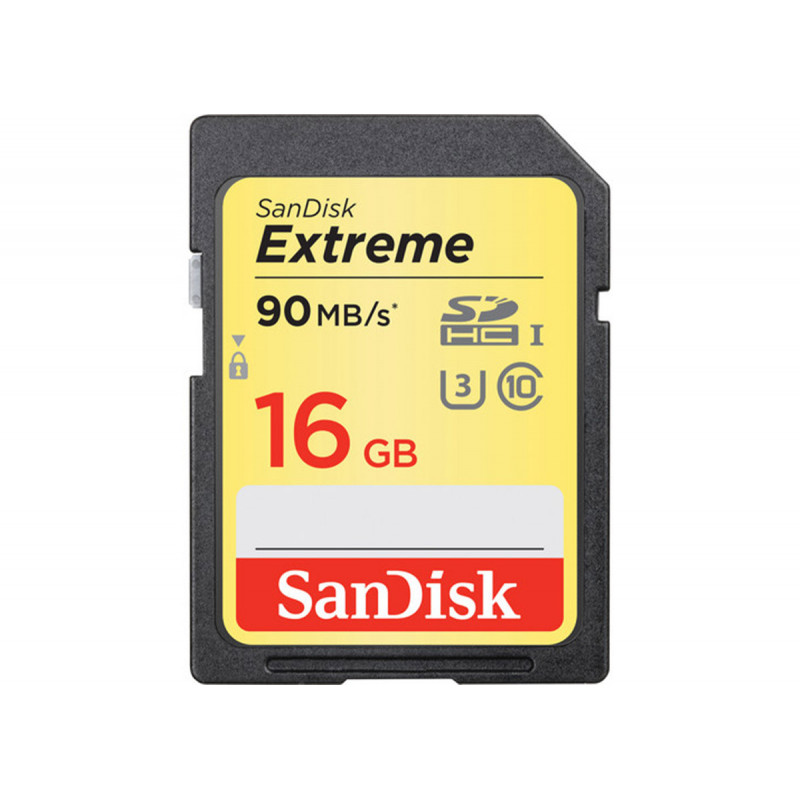 SanDisk Carte SDHC Extreme 16Go Cl.10 U3 UHS-1 90/40MB/s