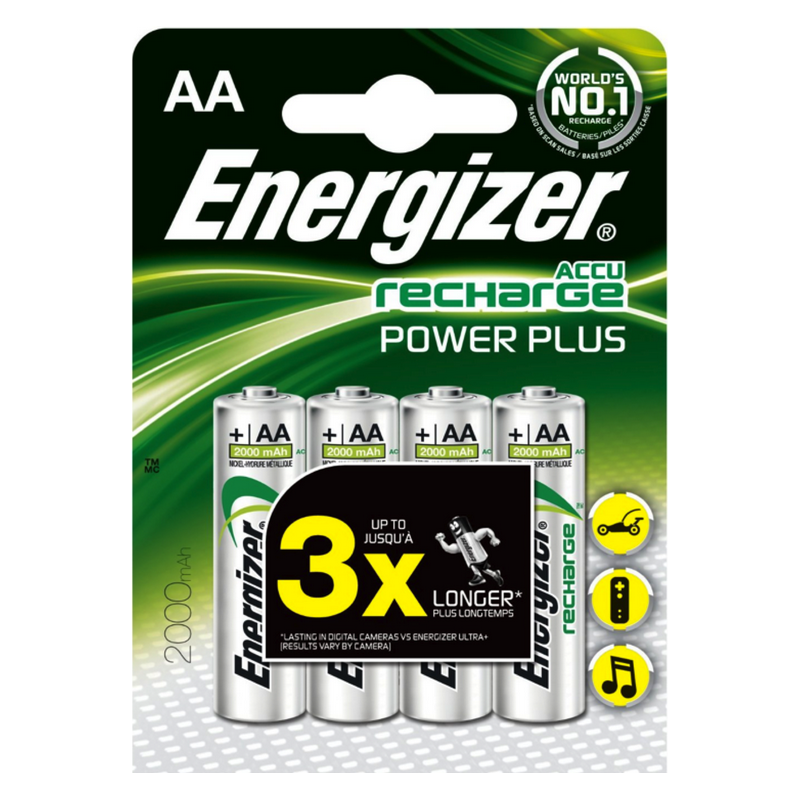 Energizer Pack de 4 Batteries AA rechargeables 2.3Ah, NiMH, 1.2V