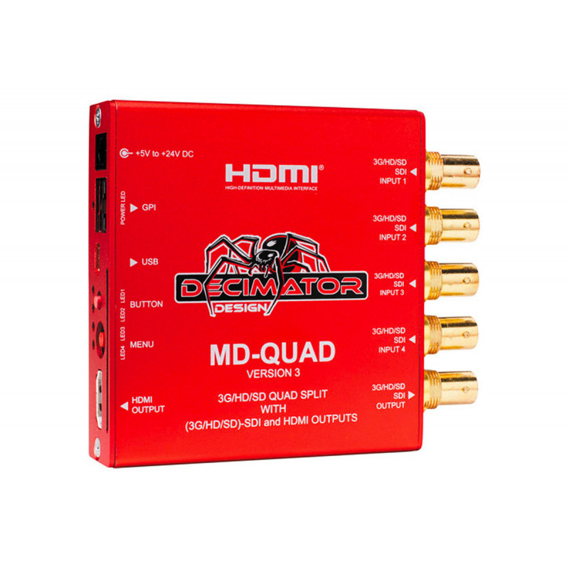 Decimator MD-QUAD V3 Multiviewer Quad Split 3G/HD/SD-SDI -Sortie HDMI