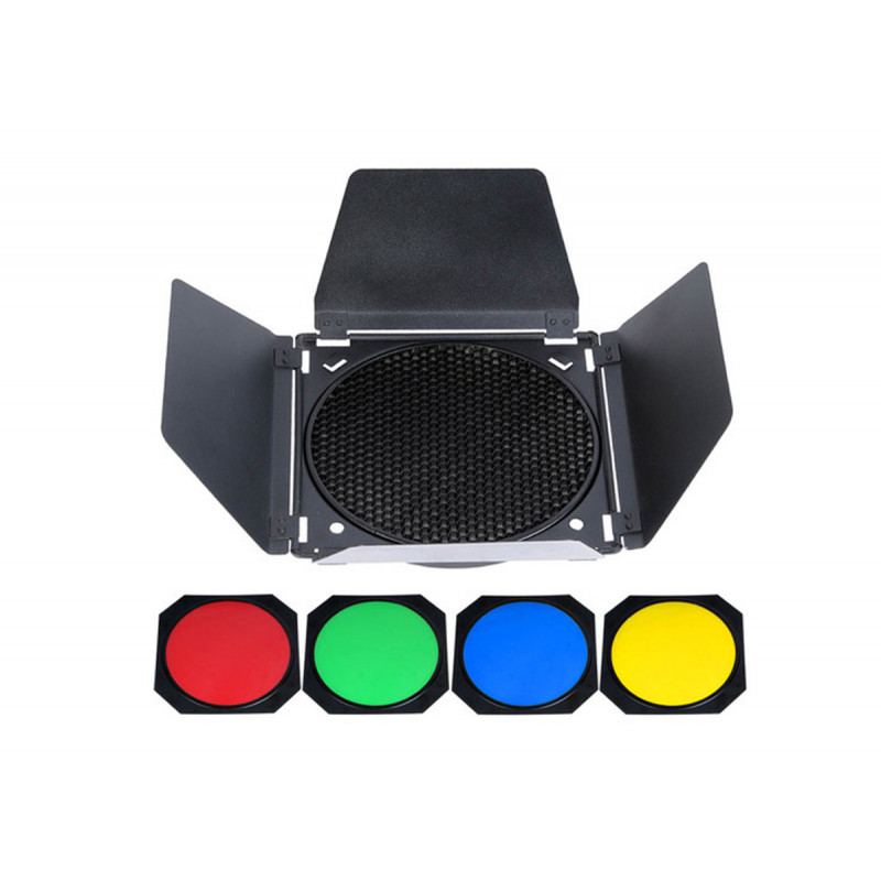 Godox BD-04 Coupe flux & filtres colores & grille nid d'abeille