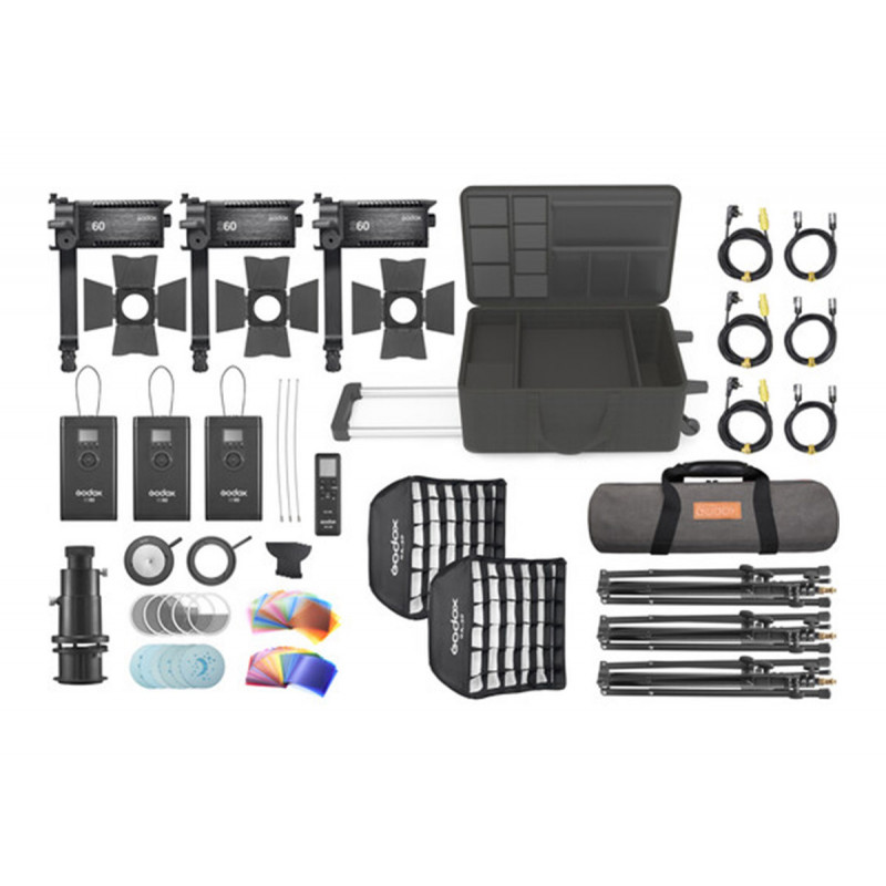 Godox S60-D - S60 focusing LED light kit (3xS60 + accessories)