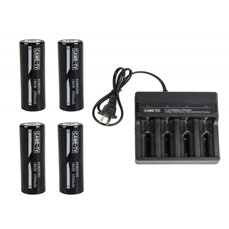 CAME-TV 4pcs 18650 Battery and 1 pc battery charger