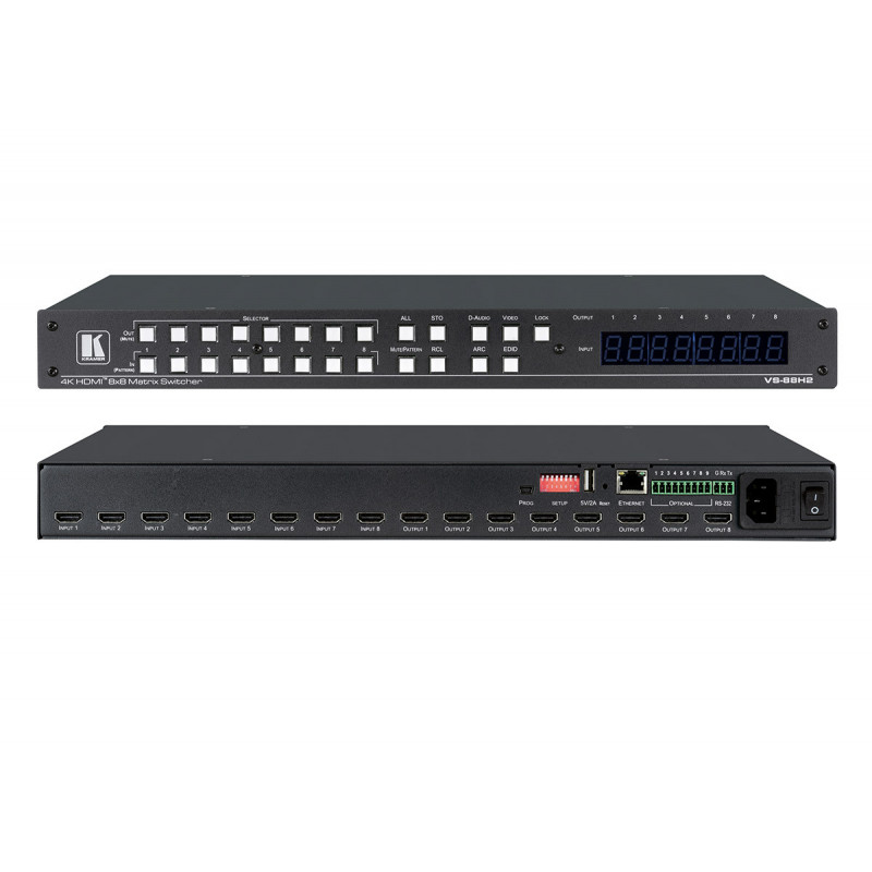 Kramer VS-88H2 Grille de commutation HDMI 8x8 4K @60Hz 4:4:4 HDCP 2.2