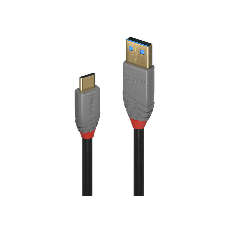 Lindy Câble USB 3.2 type A vers C, 10Gbit/s, 5A, PD, Anthra Line, 1m