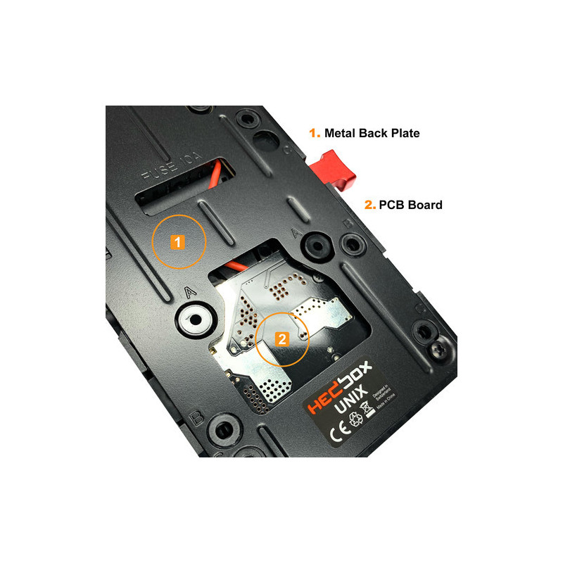Hedbox Plaque V-mount avec 1 sortie USB 5,1V/2,1A 3 sorties D-TAP
