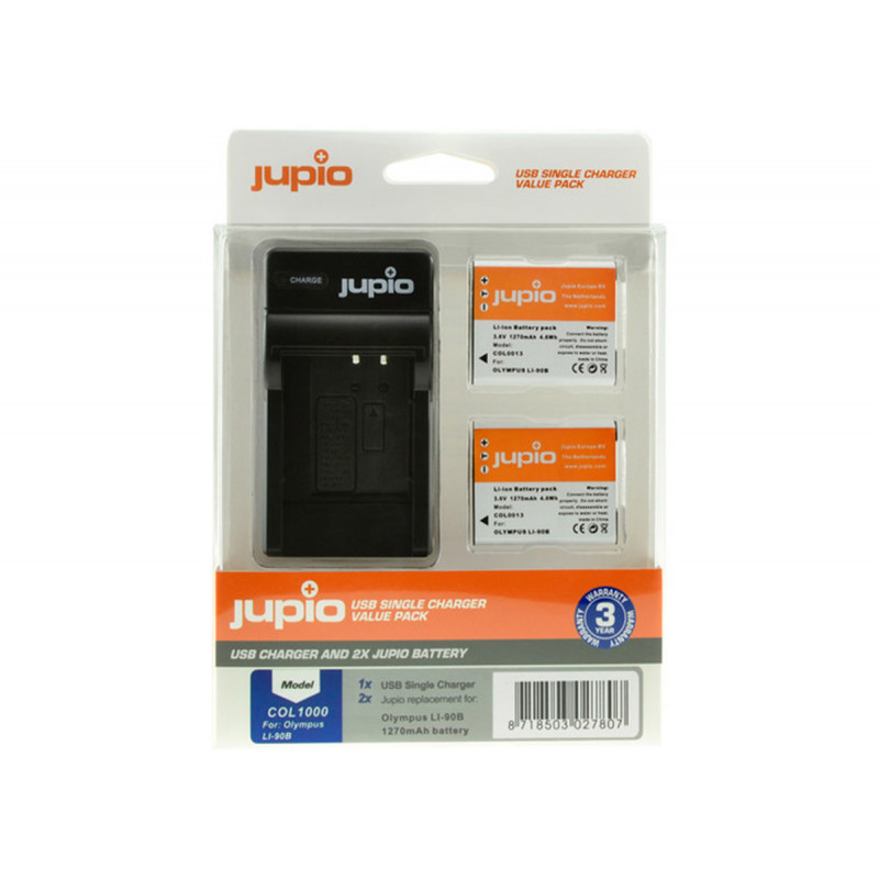 Jupio Value Pack 2x Batterie Li-90B/Li-92B 1270mAh + Chargeur