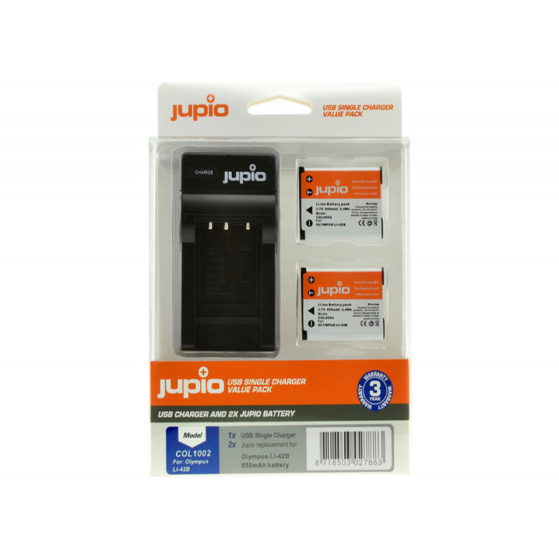 Jupio Value Pack 2x Batterie Li-40B/Li-42B/NP45/D-Li63 + Chargeur