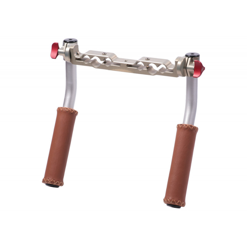 Vocas tube handgrip kit with two leather grips long+one rail bracket