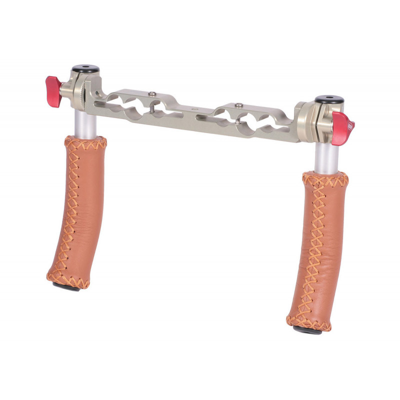 Vocas tube handgrip kit with two leather grips short+one rail bracket