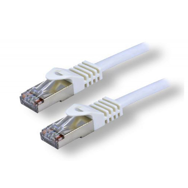 Câble réseau RJ45 100% cuivre  CAT 7 S/FTP - 15m Blanc