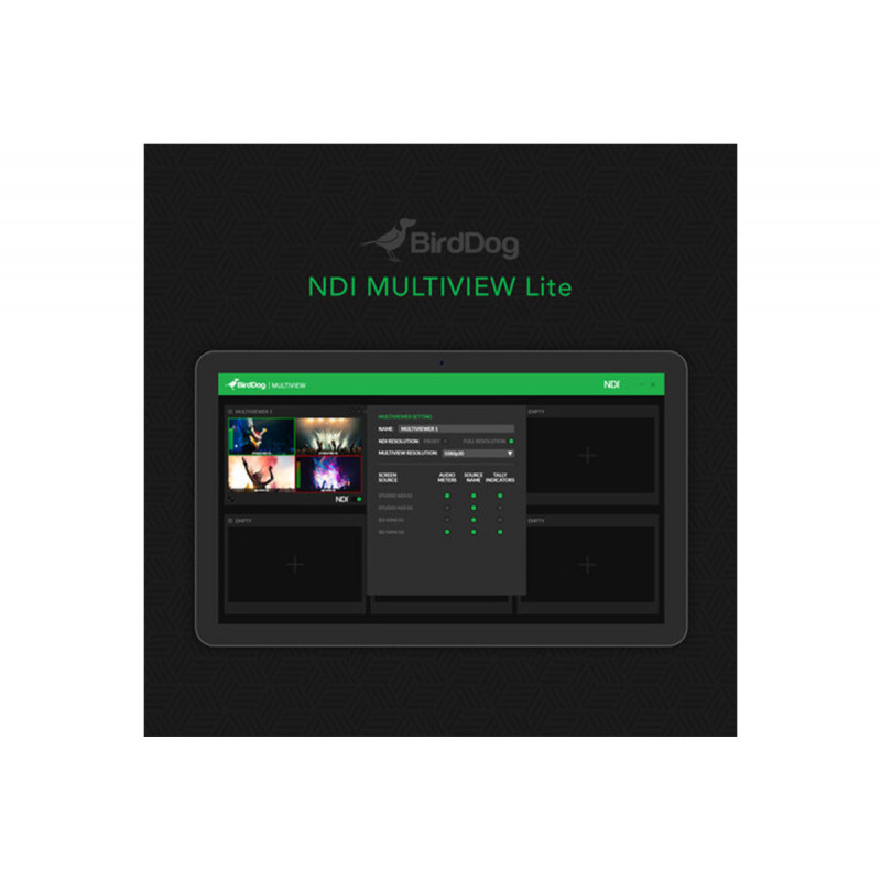 BirdDog Multiview Pro - NDI Multiviewer Pro. Create up to six 4x4 out