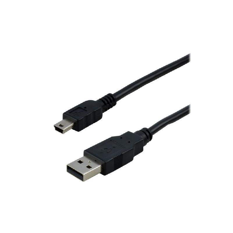 MCL Cable USB 2.0 Type A Male / Mini B Male (5 Broches) - 2m - Noir