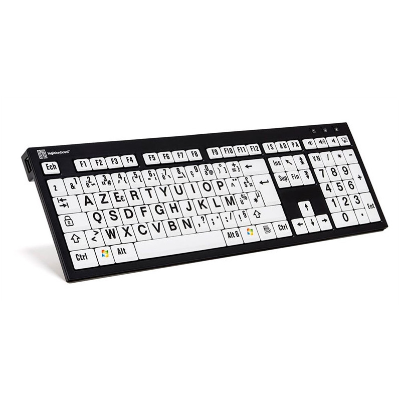 Clavier XL Print Nero - Lettre Noire sur Fond Blanc - PC