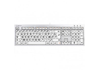 Logickeyboard Clavier XL Print-Lettre Noire fond Blanc-Mac ALBA Alu