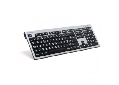 Logickeyboard Clavier XL Print -Lettre Blanche fond Noir-PC-Slim Line