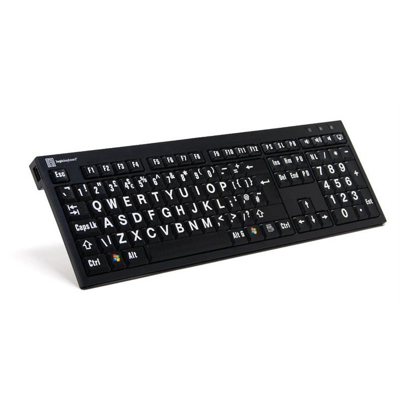 Clavier XL Print Nero  - Lettre Blanche sur fond Noir - PC