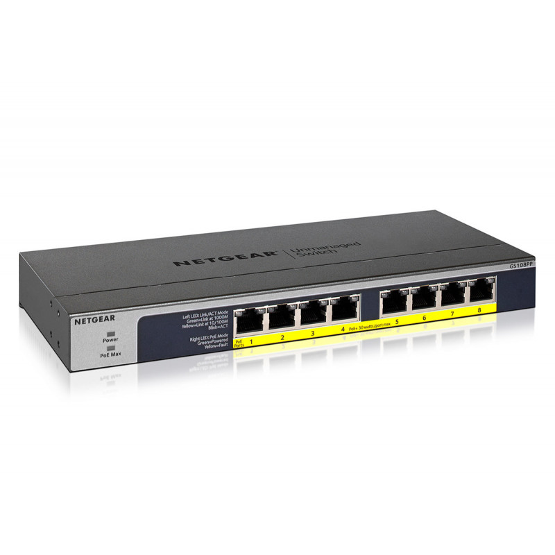 NETGEAR GS108PP Switch Ethernet Gigabit 8 Ports PoE+ 123W Upgradable