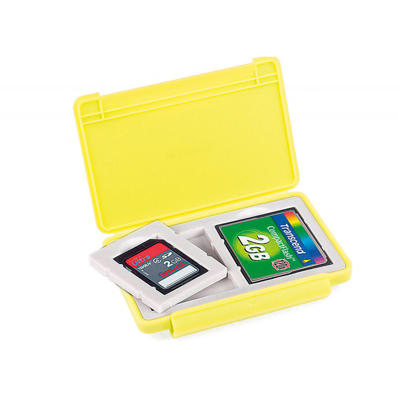 Kaiser Boite pour 2 cartes memoire SD / Compact Flash, jaune fluo