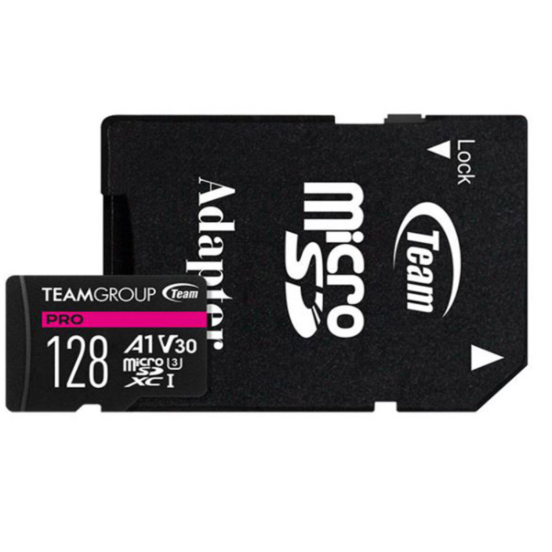 TeamGroup PRO A1 V30 Micro SDXC Avec adaptateur SD 128GB-XC (U3)