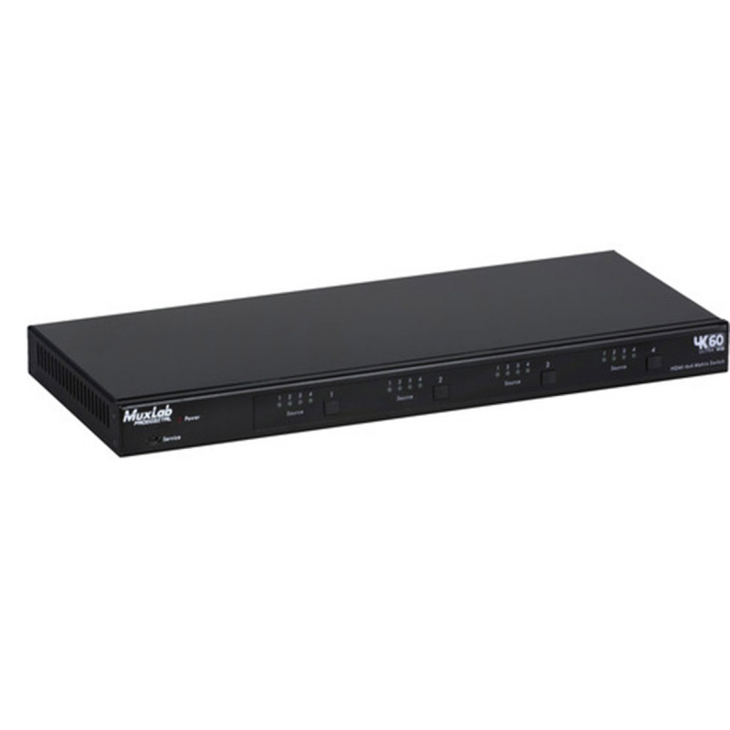 MuxLab HDMI 4x4 Matrix Switch Kit, HDBT, PoC, 4K/60, EU