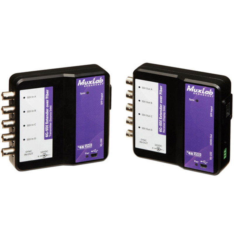 MuxLab 6G-SDI Extender Over SM Fibre Kit (SM 10KM)