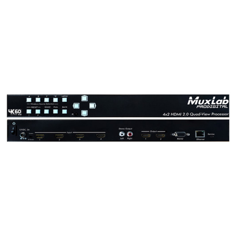 MuxLab 4x2 HDMI 2.0 Quad-View Processor