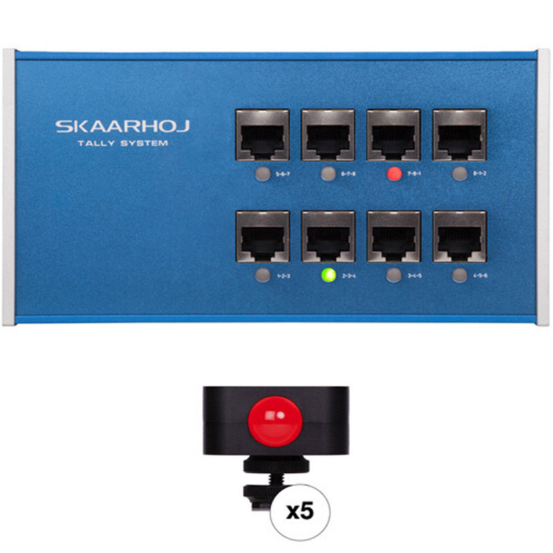 Skaarhoj Contrôleur Tally Box + 5 x Tally Lights Bundle