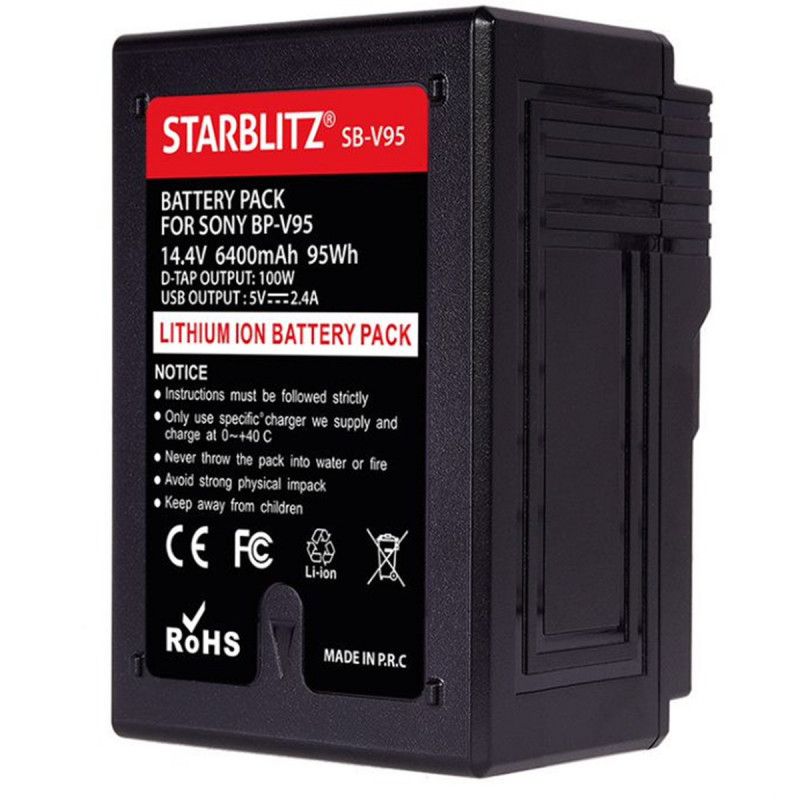 Starblitz batterie monture V compacte compatible SONY BP-V95 6400mAh