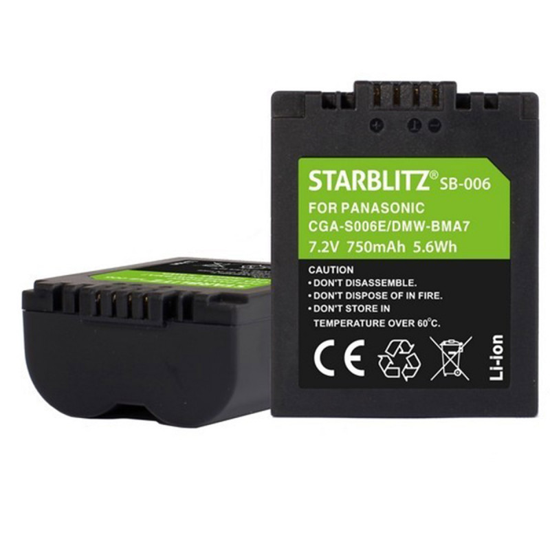 Starblitz Batterie compatible CGA-S006E/DMW-BMA7