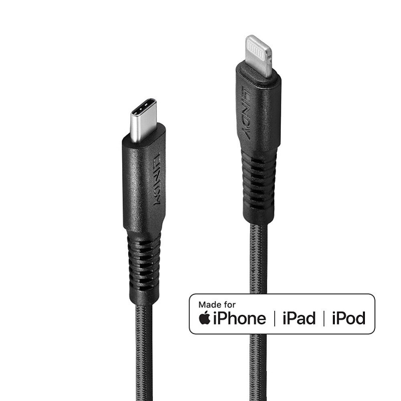 Lindy Câble renforcé USB type C vers Lightning, charge & synchro, 2m