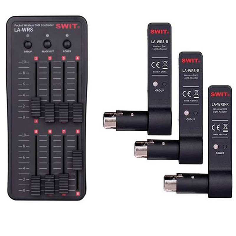 Swit LA-WR8 1 émetteur + 3 récepteurs DMX