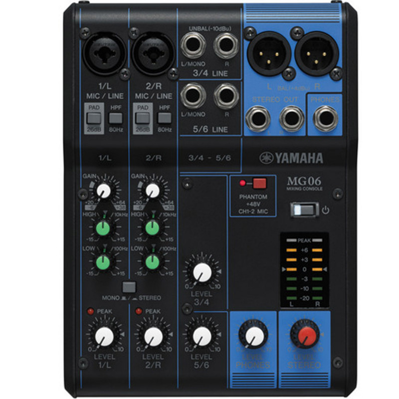 Yamaha MG06 Console de mixage analogique 6 canaux, 2 Mic non rackable