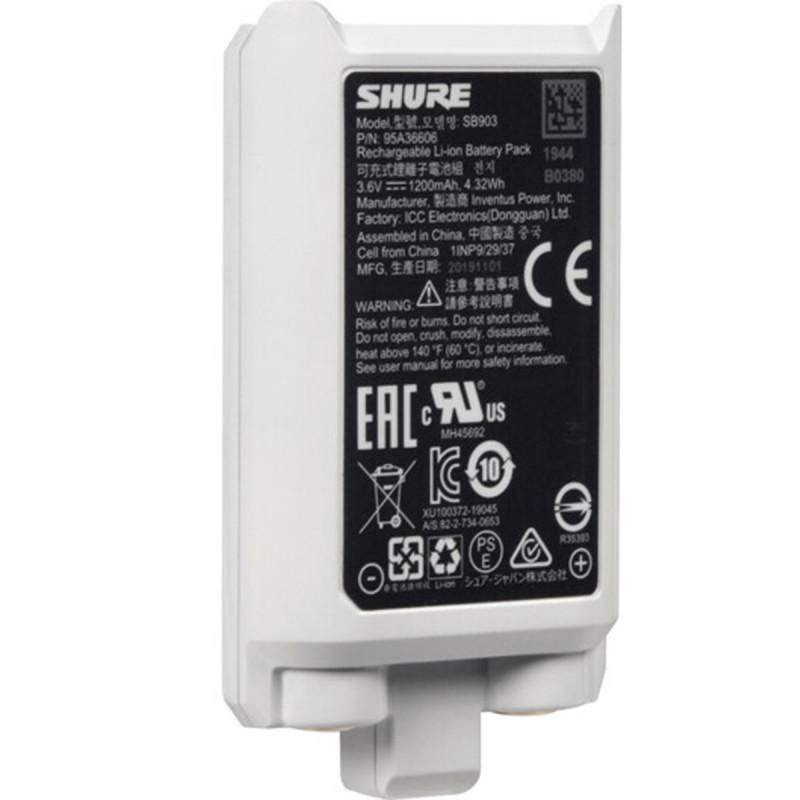 Shure SB903 Batterie lithium-ion 3,6V 1200 mAh pour l'émetteur SLXD
