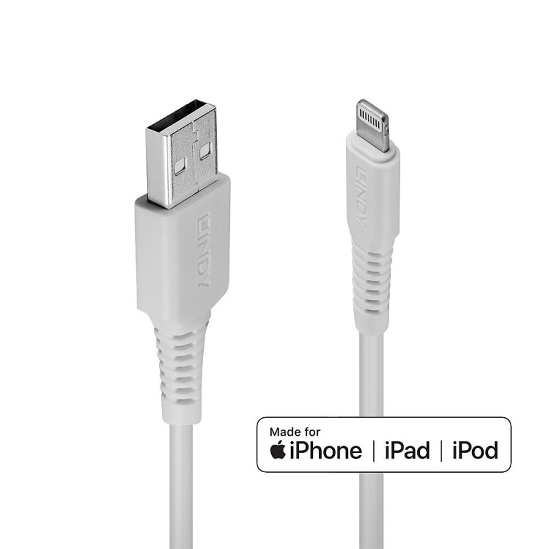 Lindy Câble USB Type A vers Lightning Blanc, 3m