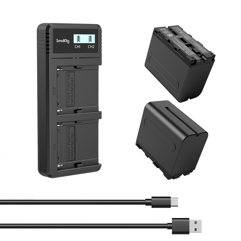 SmallRig 3823 Kit de 2 batteries NP-F970 avec un chargeur double USB