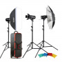 Godox Kit complet de studio avec 3 flsh E300-D