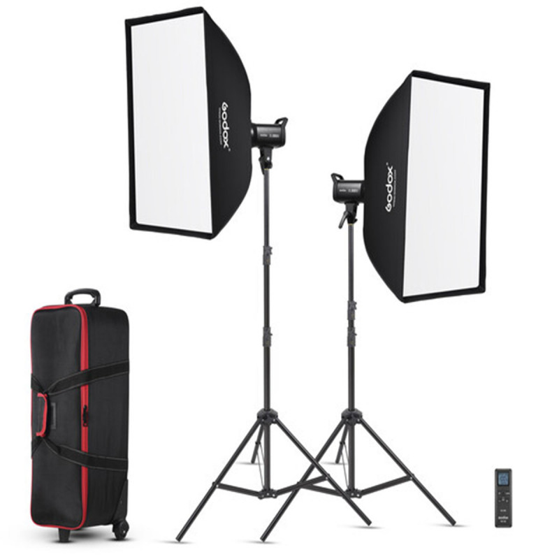 Godox SL100Bi Kit 2 torches LED Bi-Color 100W valise, pieds, softbox
