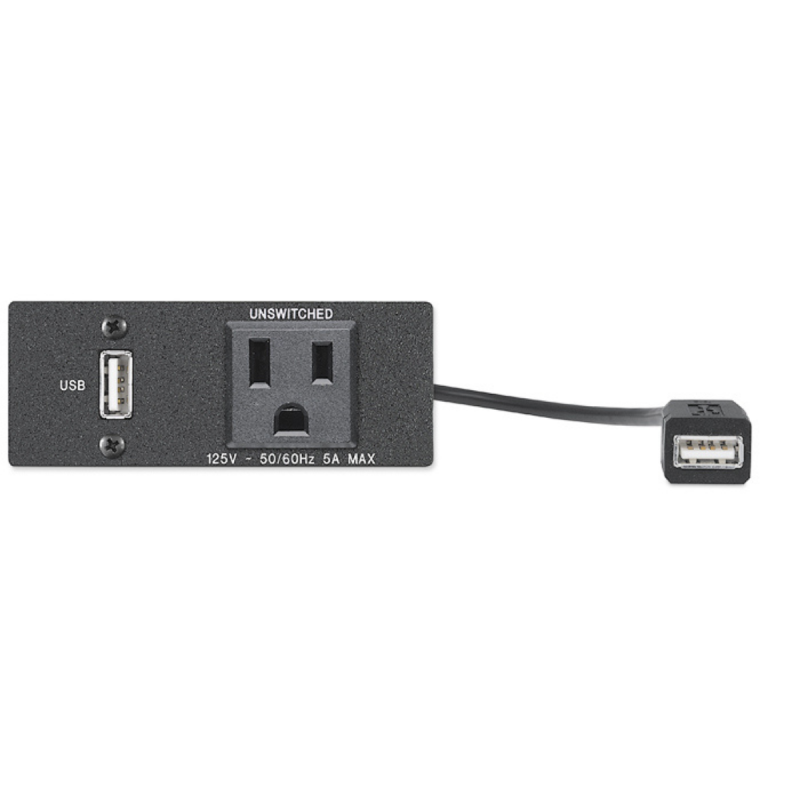 Extron US Unswitched AC Outlet USB 3.2 Type-A F to USB Type-B F Black