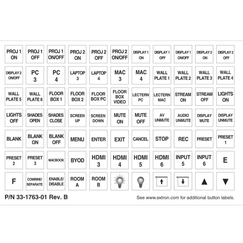Extron IPI Panel Button Labels
