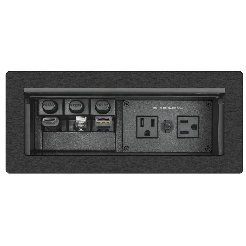 Extron Black with 2 US AC, 12 A Circuit Breaker, and 2 Outlets Under