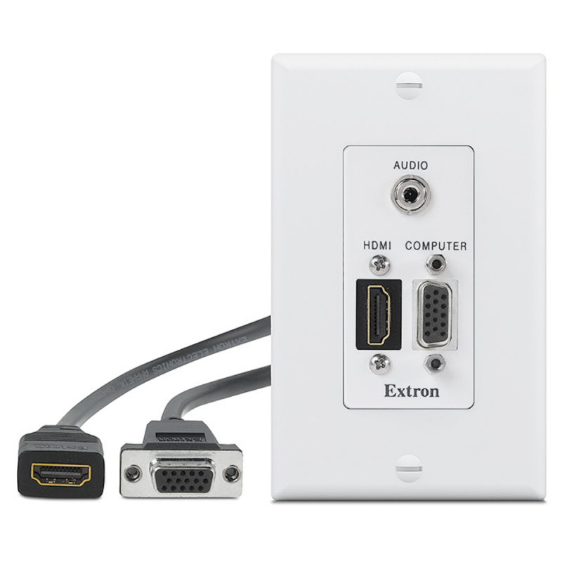 Extron HDMI, Stereo Audio, and VGA Pass-Through Wallplate  White