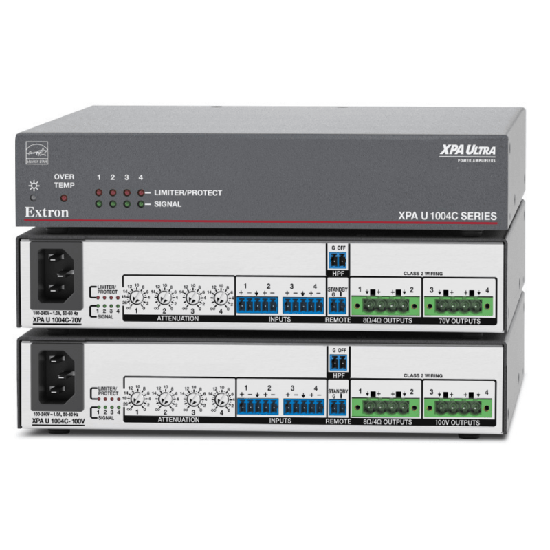 Extron 4 Channel Combo Amp - 2 Channels at 8 or 4 ohms