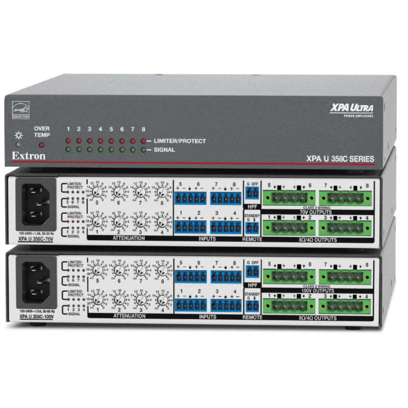 Extron Eight Channel Combo Amp - 4 Channels at 8 or 4 ohms