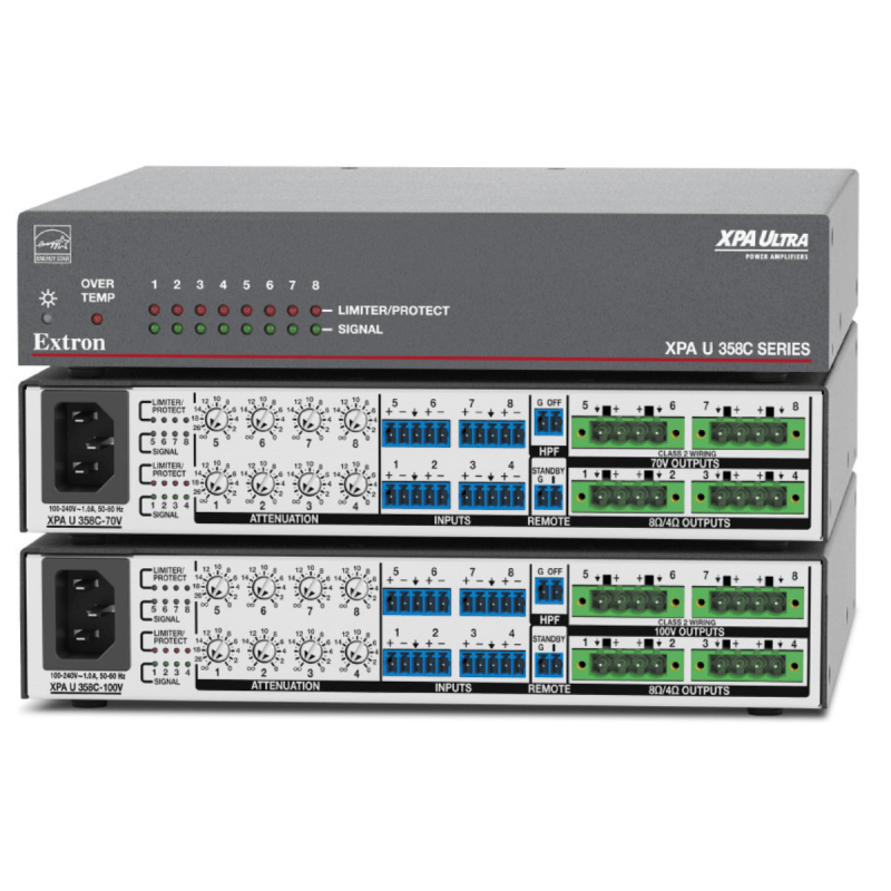 Extron Eight Channel Combo Amp - 4 Channels at 8 or 4 ohms