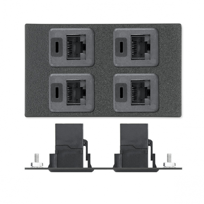 Extron Triple Space AAP - Black Four RJ-45 F to F Barrels - CAT 5e