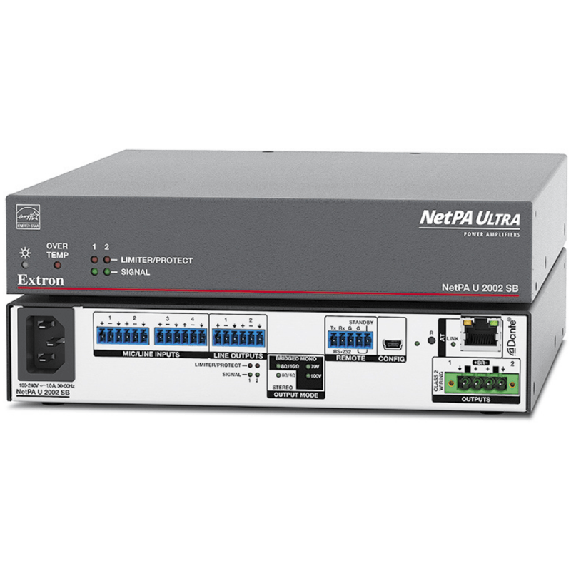 Extron Two Ch Bridgeable Output Dante Amp, 200/400 Watts