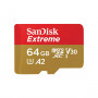 Sandisk MicroSDXC Extreme 64GB (R170MB/s) + Adapter, + 1 year Rescue