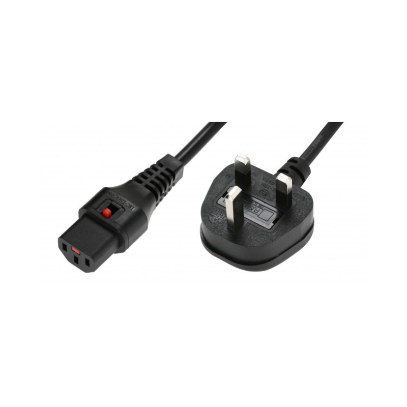 Neklan IEC Lock - Cordon secteur 2P T UK / C13 - 1m Noir