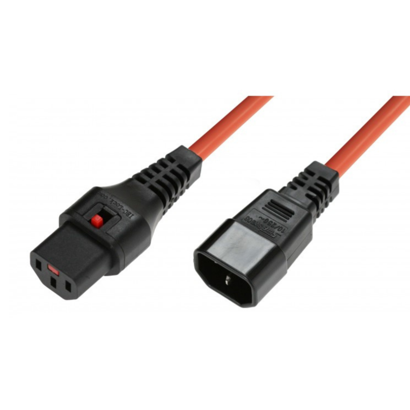 Neklan IEC Lock - Rallonge secteur C13/C14 - 3m Orange