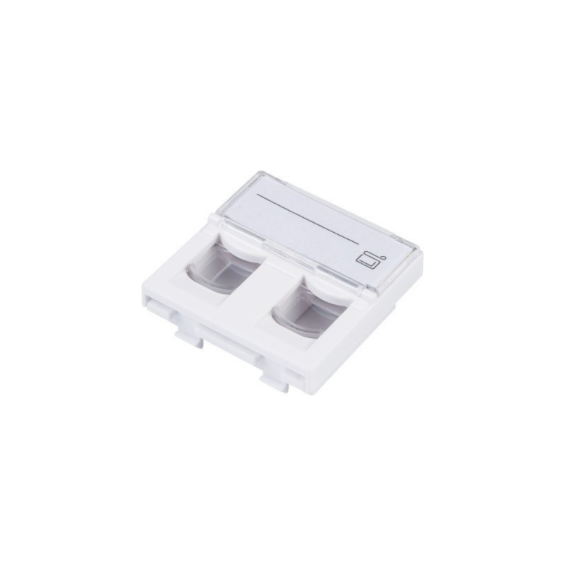 Neklan Plastron 45x45 RJ45 Nu pour 2 embases RJ45 blanc pour UTP